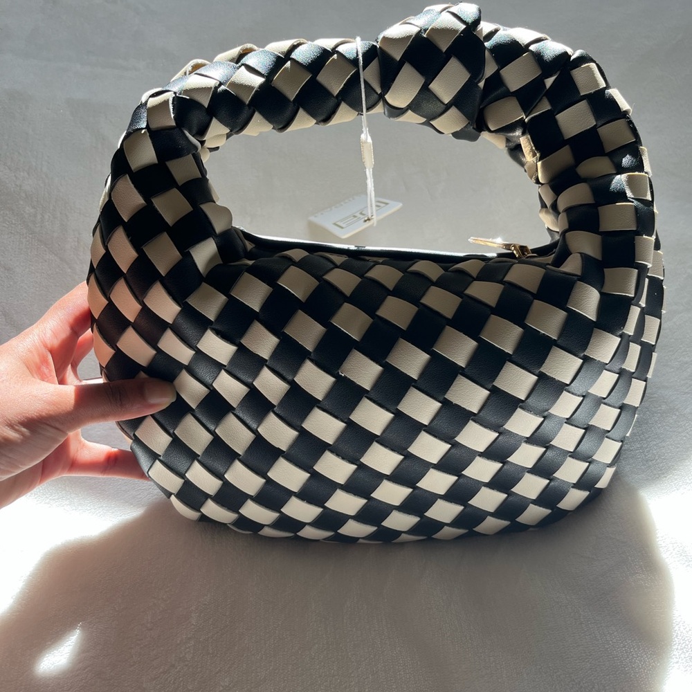Black and White Checkerboard Shoulder Bag